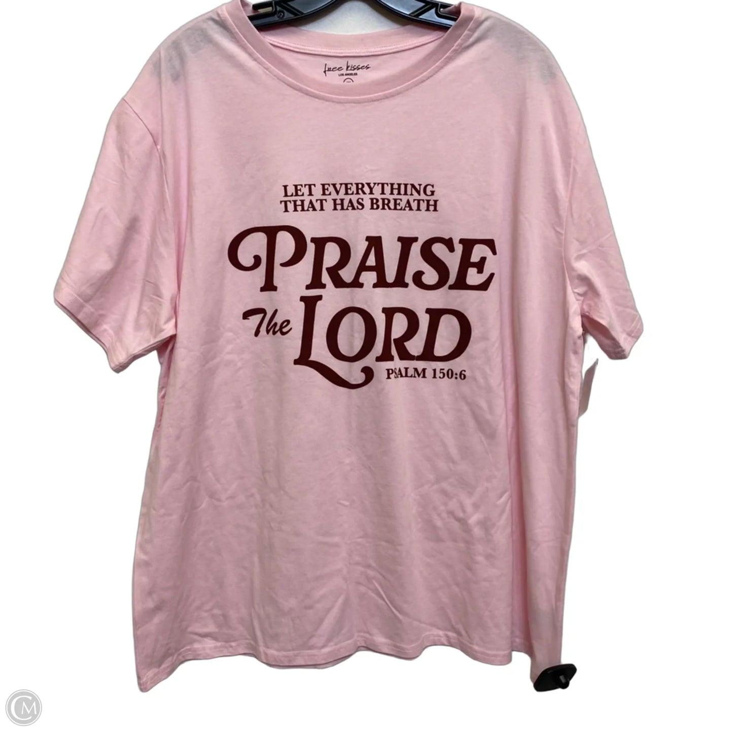 Top Short Sleeve Basic By Free Kisses In Pink, Size: 1x