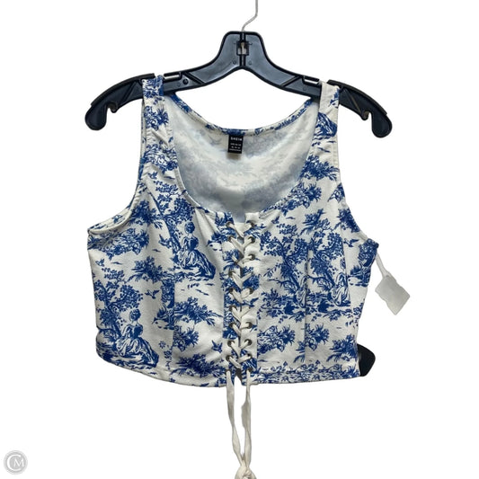 Top Sleeveless By Shein In Blue & White, Size: Xl