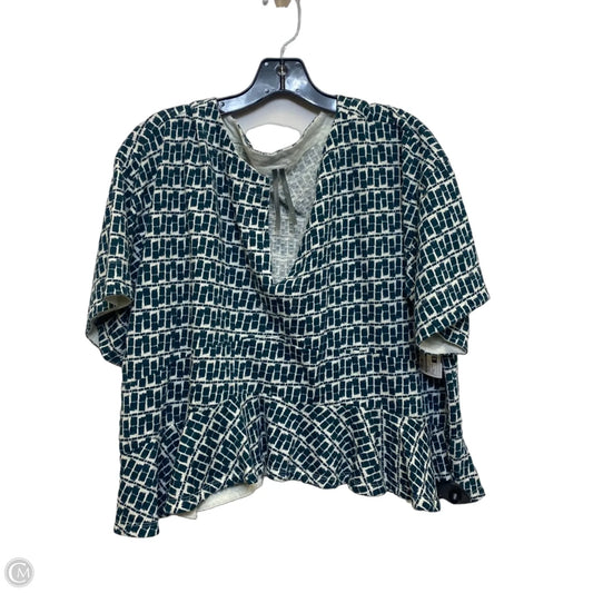 Top Short Sleeve By Anthropologie In Green & White, Size: S