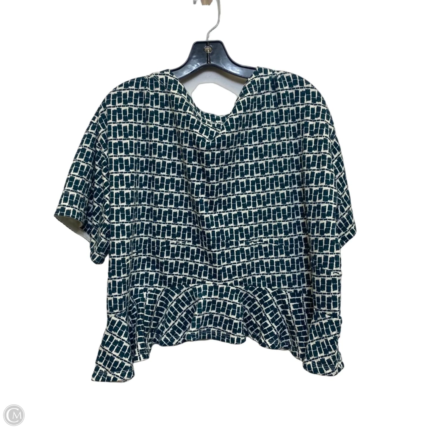 Top Short Sleeve By Anthropologie In Green & White, Size: S