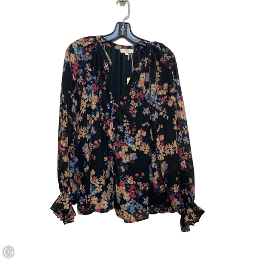 Top Long Sleeve By Entro In Black & Pink, Size: L