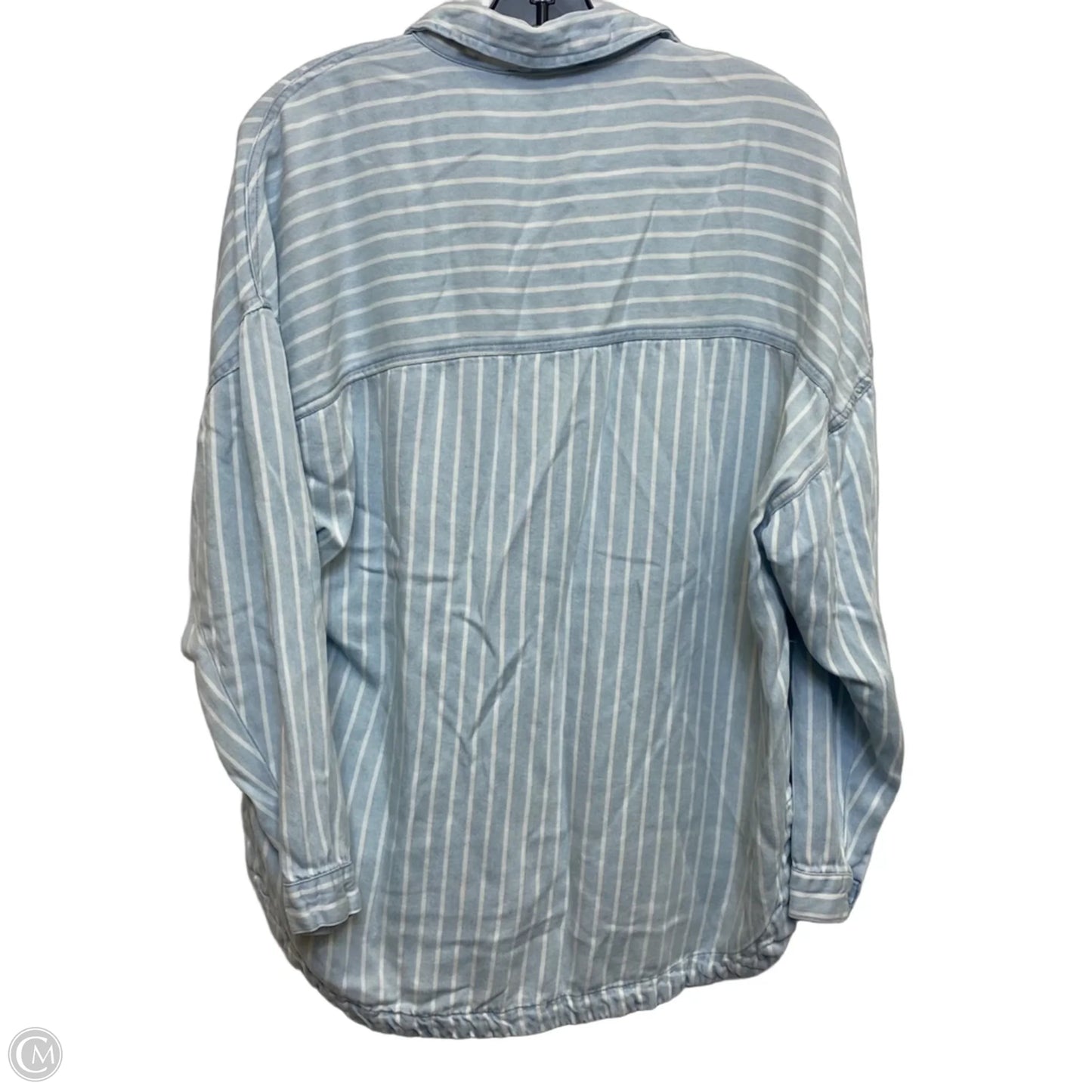 Top Long Sleeve By Blu Pepper In Blue & White, Size: S