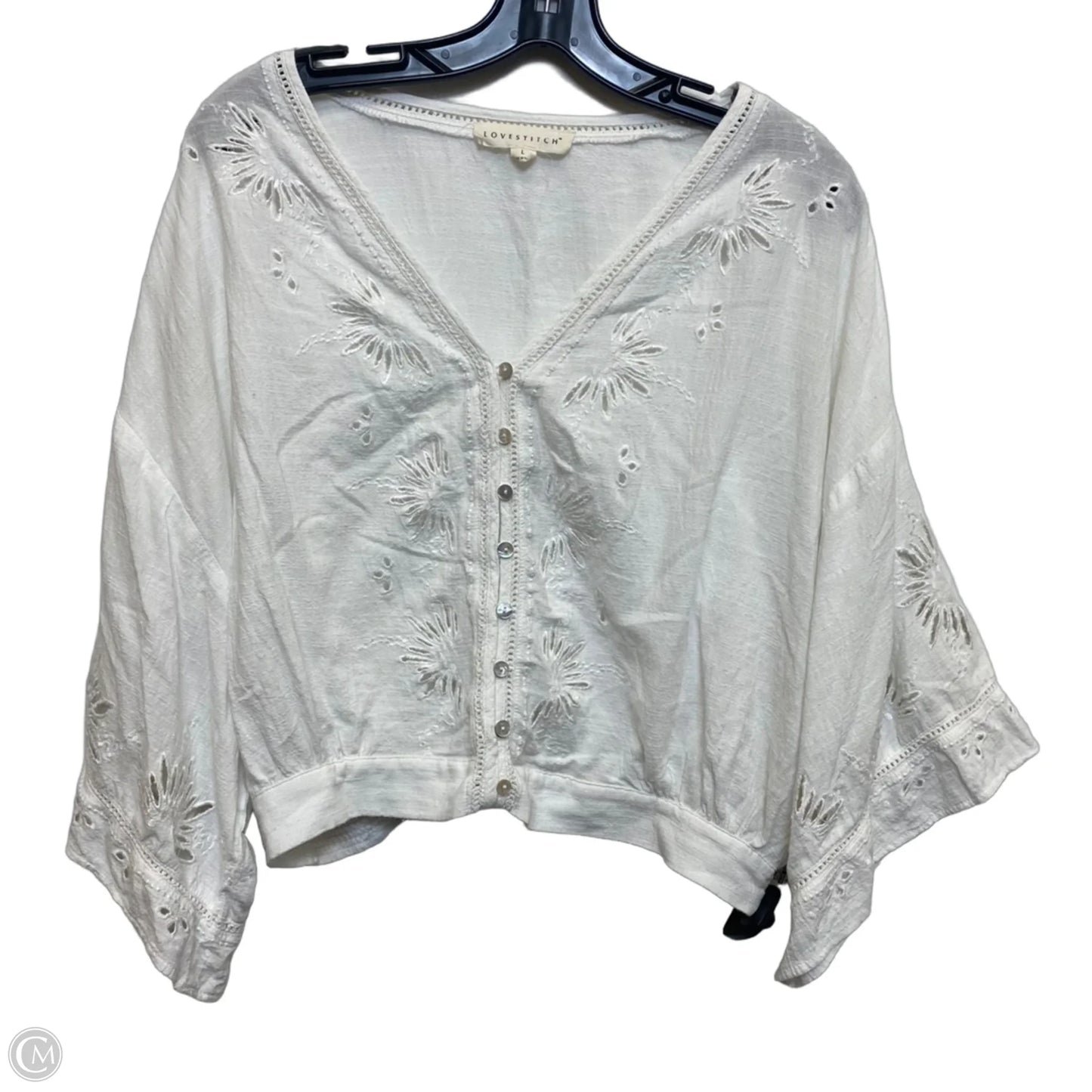 Top Short Sleeve By Love Stitch In White, Size: L
