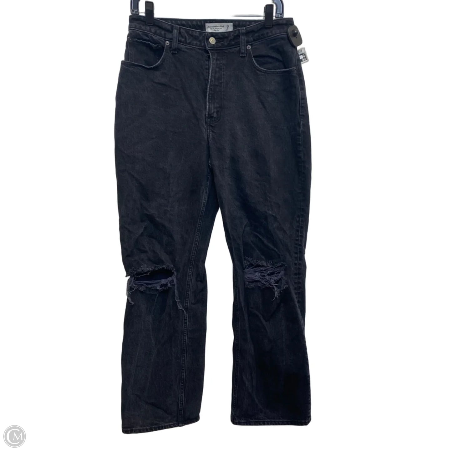 Jeans Straight By Abercrombie And Fitch In Black Denim, Size: 8