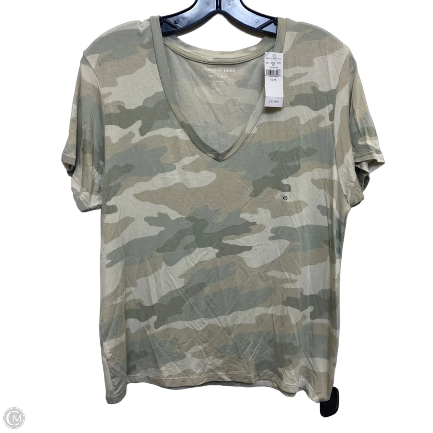 Top Short Sleeve By American Eagle In Green, Size: Xs