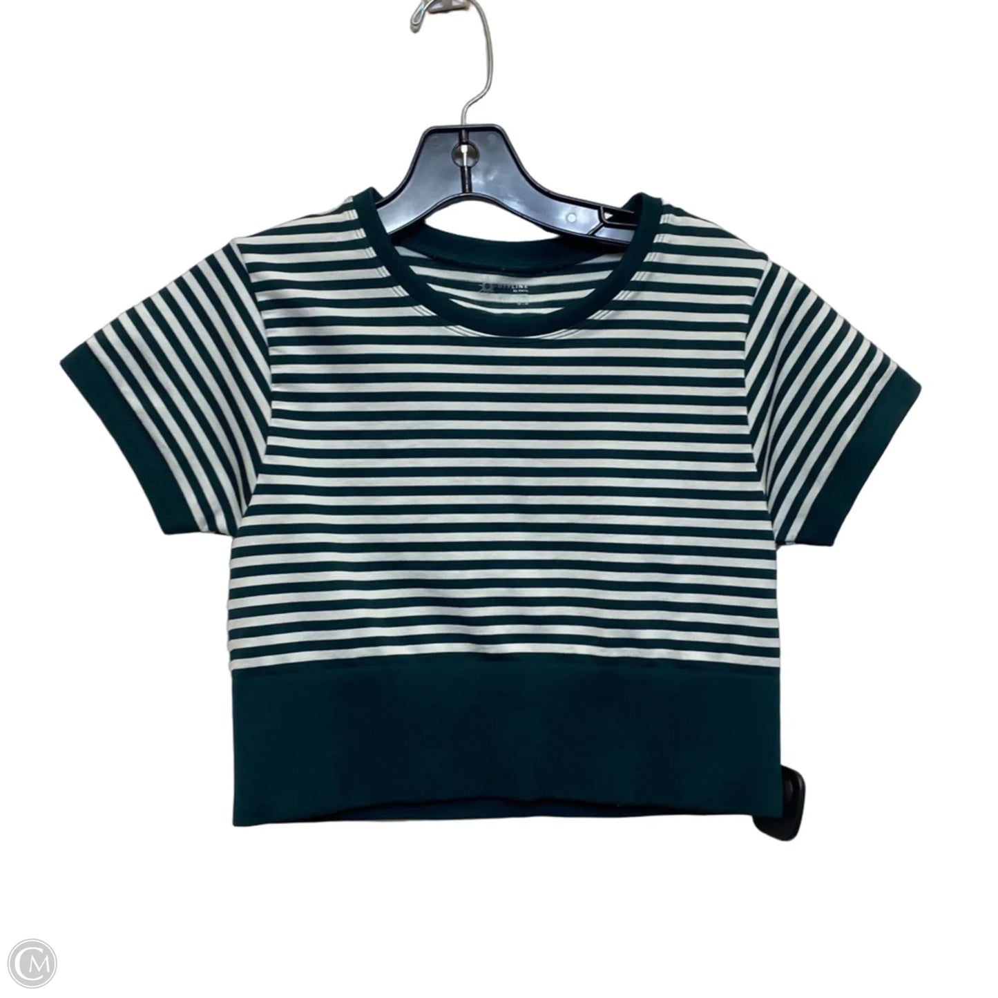Top Short Sleeve By Offline In Green & White, Size: M