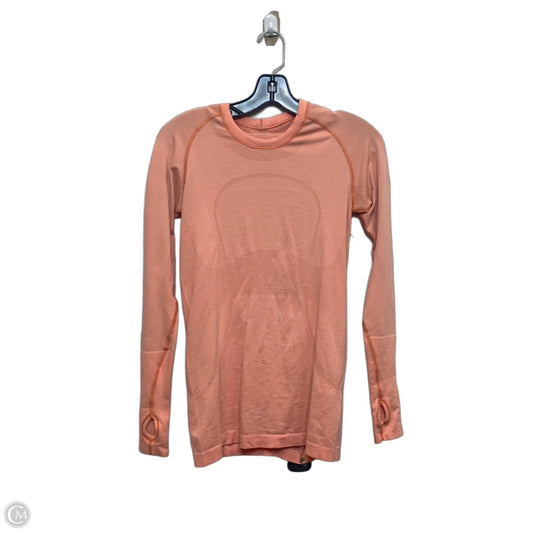 Athletic Top Long Sleeve Crewneck Designer By Lululemon In Orange, Size: S