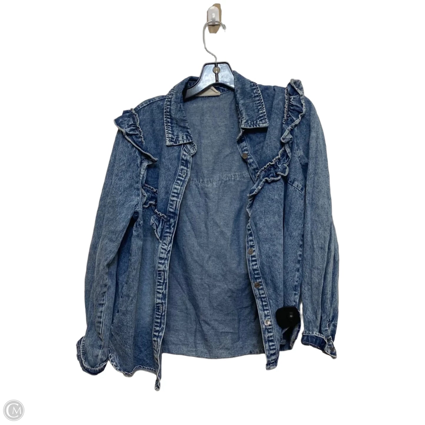 Top Long Sleeve By Savanna Jane In Blue Denim, Size: S