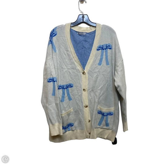 Cardigan By Miss Sparkling In Blue & Cream, Size: S