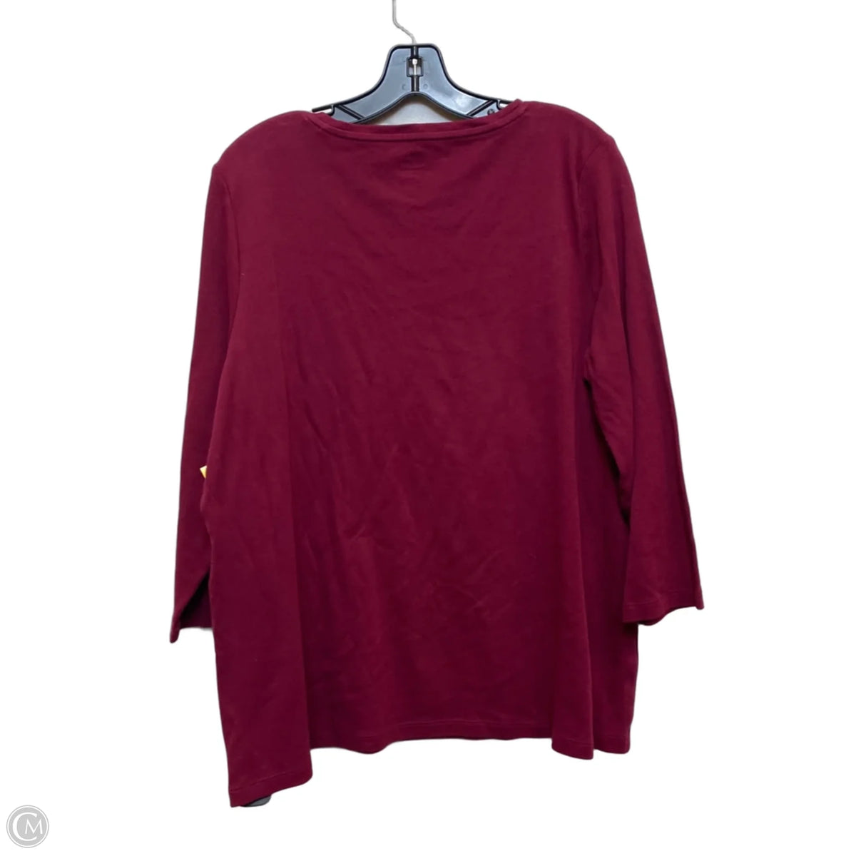 Top 3/4 Sleeve Basic By Kim Rogers In Maroon, Size: Xxl