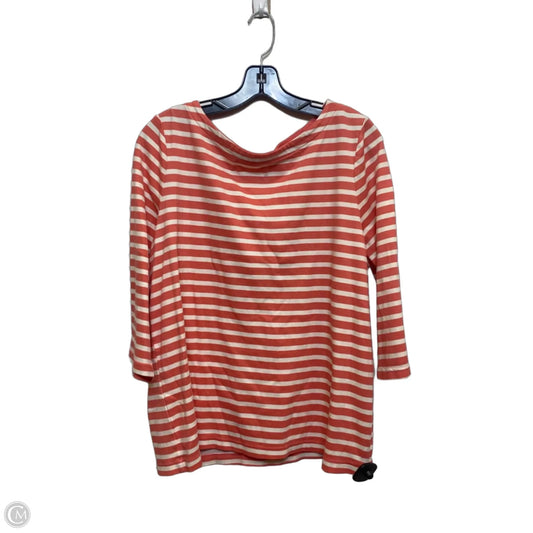 Top 3/4 Sleeve By Croft And Barrow In Orange & White, Size: Xxl