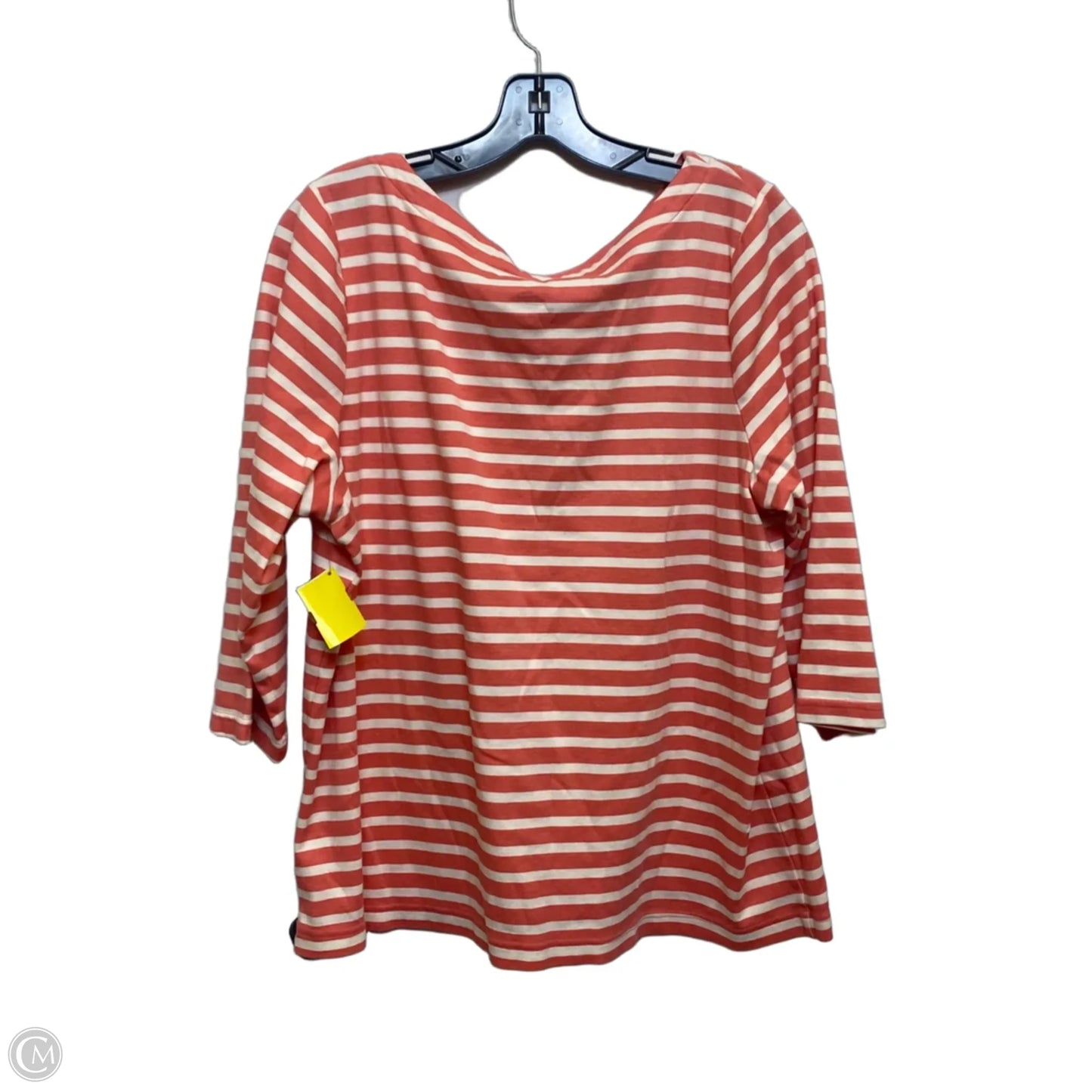 Top 3/4 Sleeve By Croft And Barrow In Orange & White, Size: Xxl