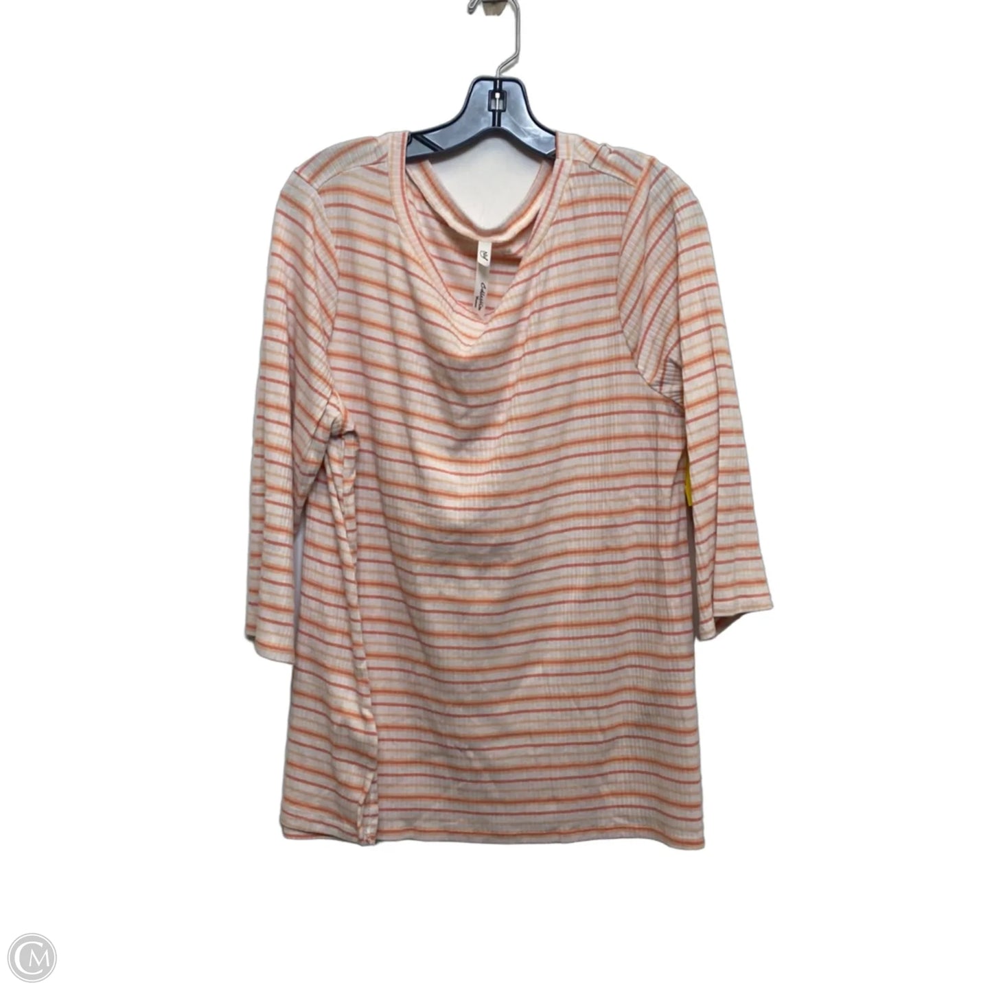 Top Long Sleeve By Ny Collection In Orange & White, Size: 1x