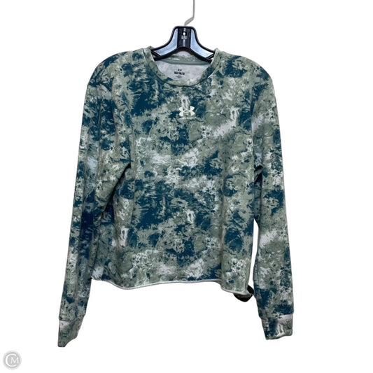 Athletic Top Long Sleeve Crewneck By Under Armour In Green & White, Size: M