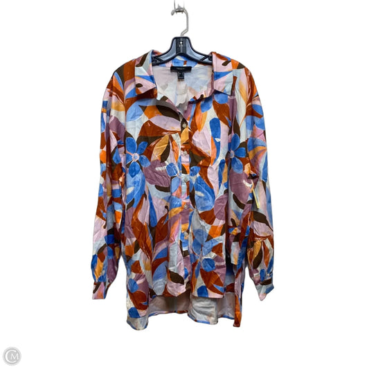 Top Long Sleeve By Forever 21 In Blue & Brown, Size: 1x