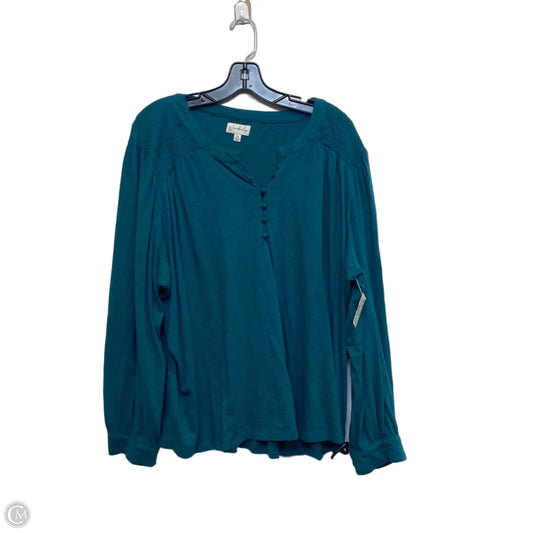 Top Long Sleeve By Wonderly In Green, Size: 3x
