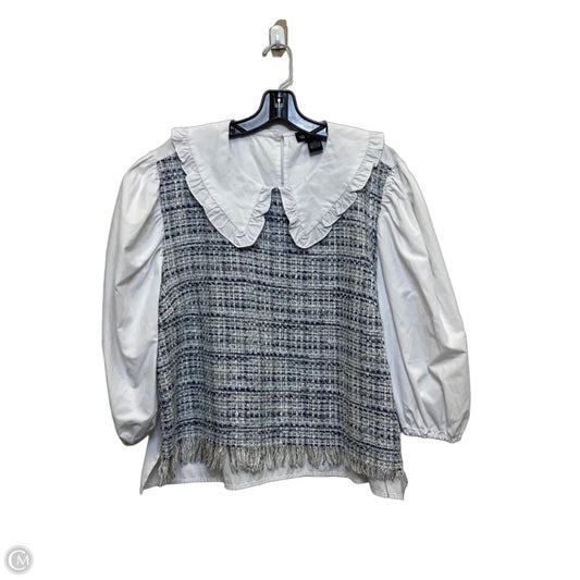 Top 3/4 Sleeve By 18 Centimeters In Blue & White, Size: 2x