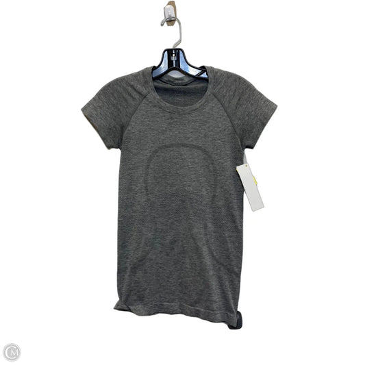 Athletic Top Short Sleeve Designer By Lululemon In Grey, Size: S