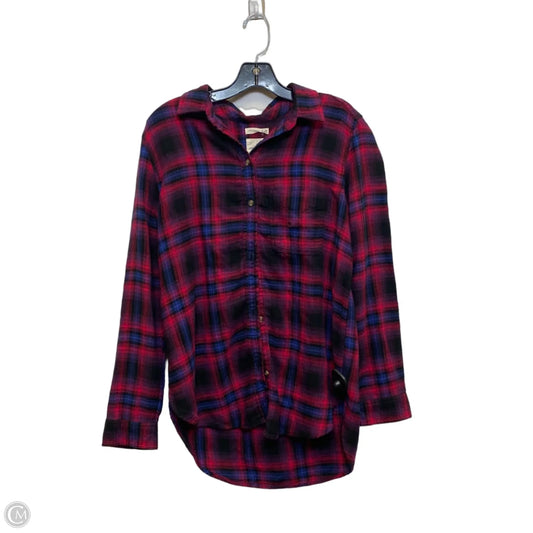 Top Long Sleeve By American Eagle In Black & Purple, Size: M