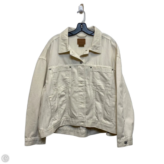 Jacket Denim By American Eagle In Cream Denim, Size: Xl