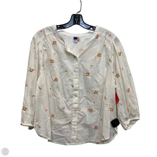 Top 3/4 Sleeve By Old Navy In Cream & Green, Size: L