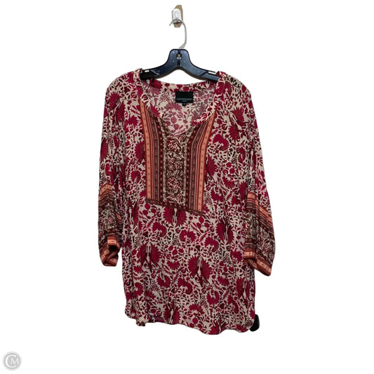 Top 3/4 Sleeve By Cynthia Rowley In Pink & White, Size: 2x