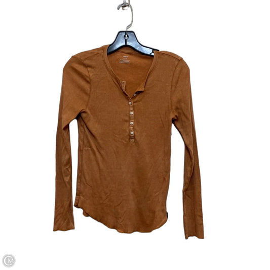 Top Long Sleeve Basic By Aerie In Brown, Size: S