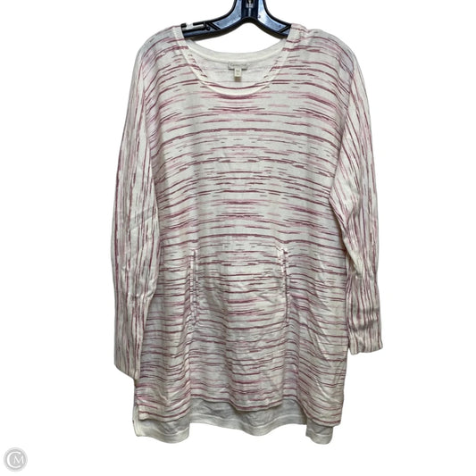 Sweater By Garnet Hill In Pink & White, Size: Xl