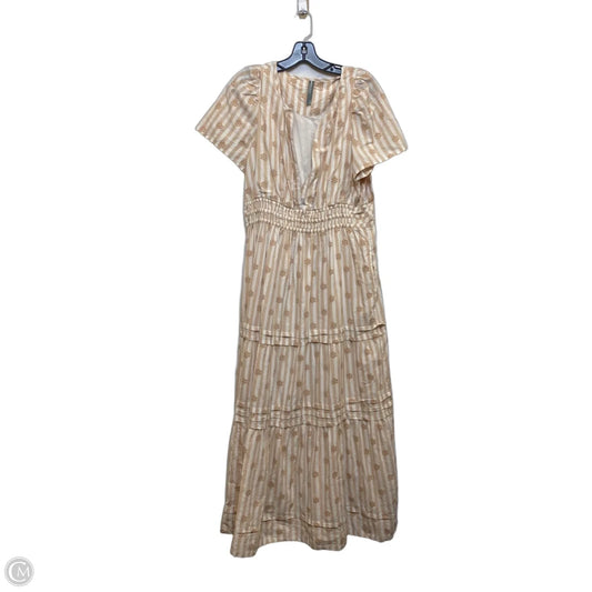 Dress Casual Maxi By Anthropologie In Tan & White, Size: L