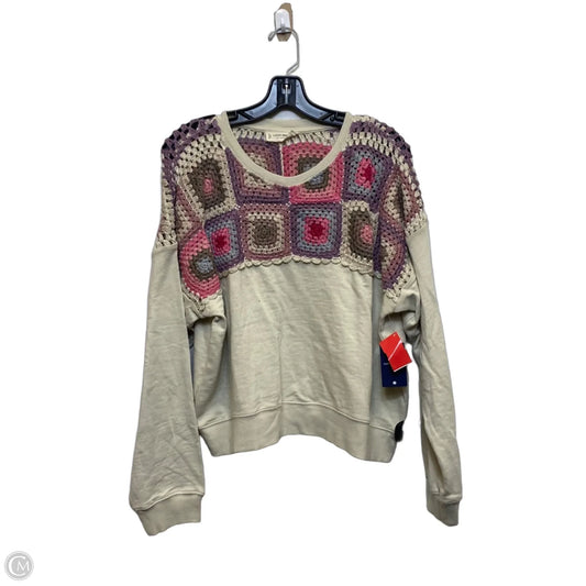 Top Long Sleeve By Lucky Brand In Cream & Purple, Size: M