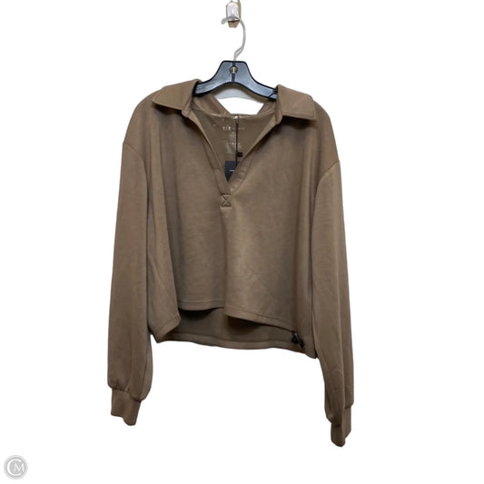 Athletic Top Long Sleeve Collar By T/S By Thrive In Brown, Size: Xl