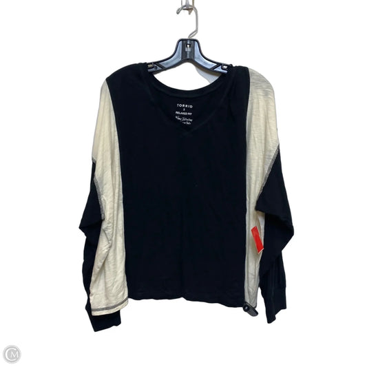 Top Long Sleeve By Torrid In Black & Cream, Size: 2x