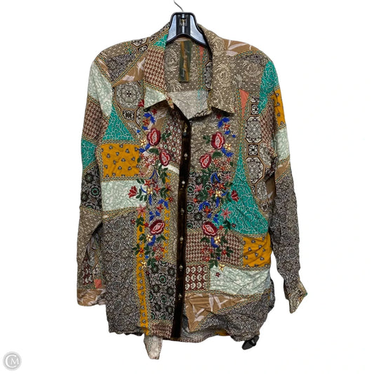 Top Long Sleeve By Aratta Silent Journey In Multi-colored, Size: L
