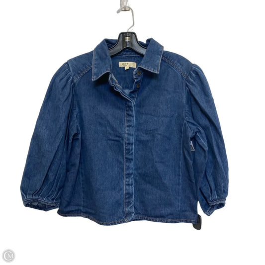 Top 3/4 Sleeve By Oat In Blue Denim, Size: S
