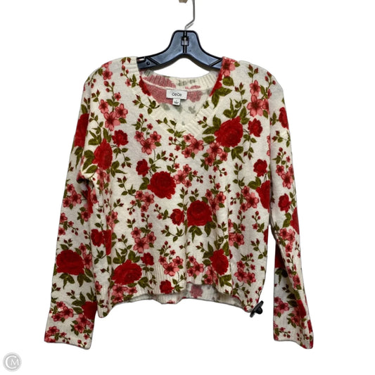 Sweater By Cece In Pink & White, Size: S
