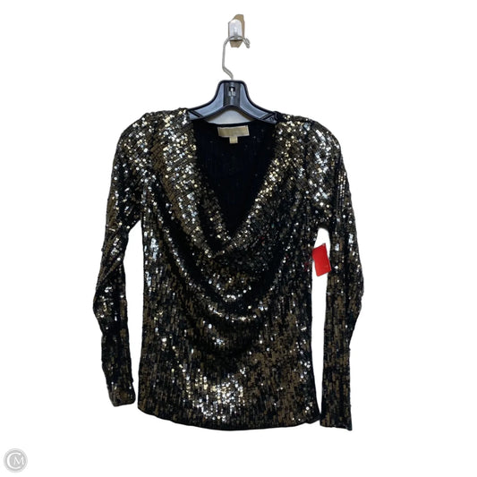 Top Long Sleeve By Michael By Michael Kors In Black & Silver, Size: Xs