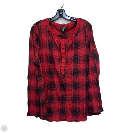 Top Long Sleeve By Terra & Sky In Black & Red, Size: 2x