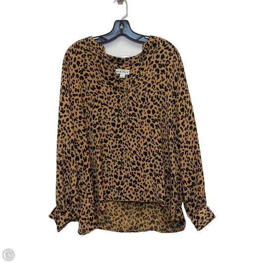 Top Long Sleeve By Ava & Viv In Black & Tan, Size: 1x