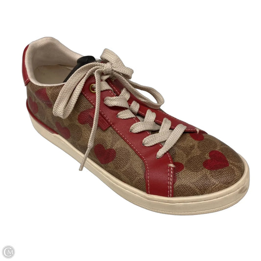 Shoes Designer By Coach In Brown & Red, Size: 7.5