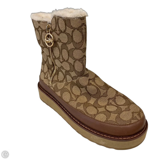 Boots Designer By Coach In Brown & Cream, Size: 6