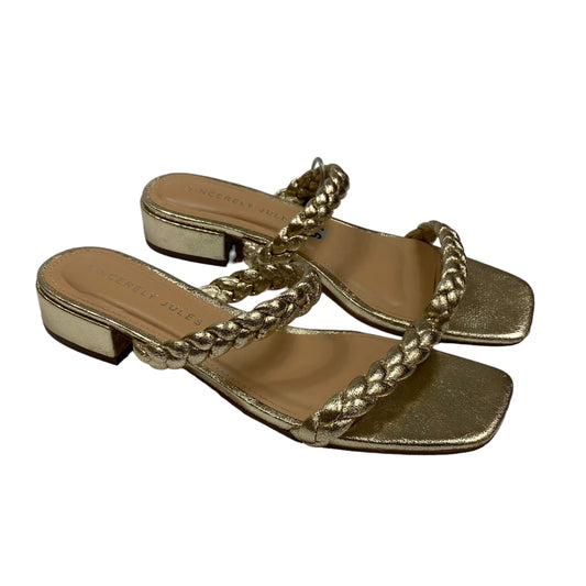 Gold Sandals Flats Clothes Mentor, Size 9.5