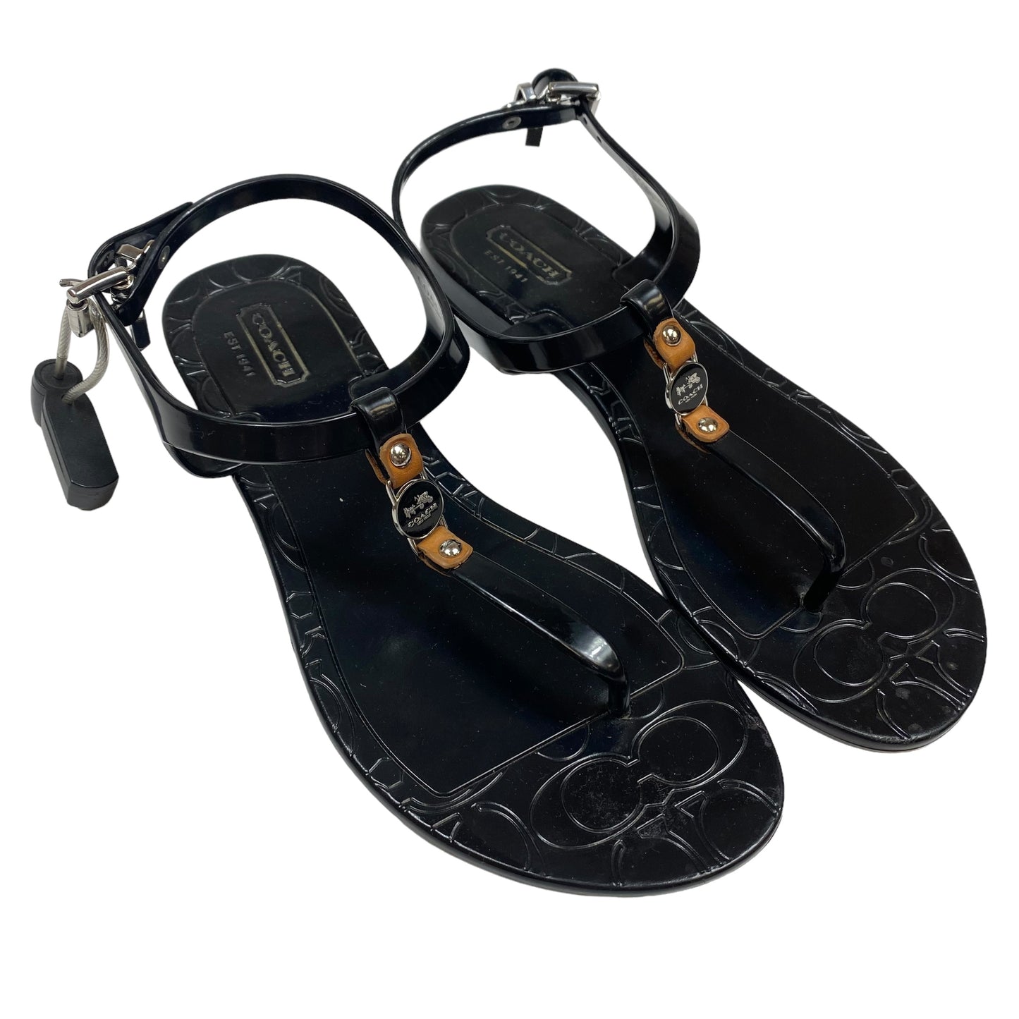 Black Sandals Designer Coach, Size 6