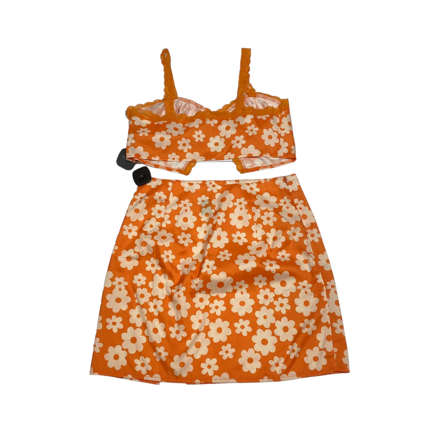 Orange Skirt Set 2pc Shein, Size S