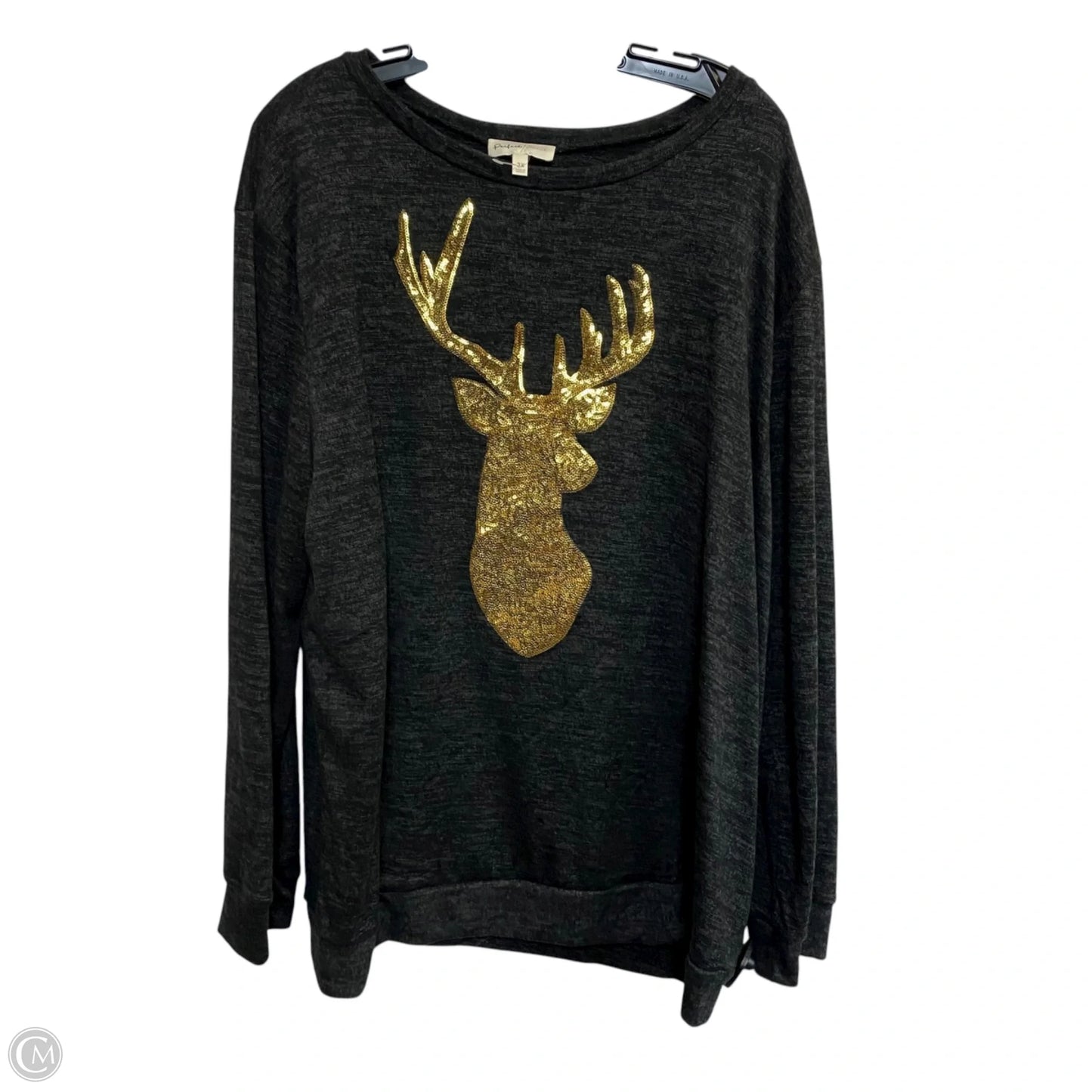 Top Long Sleeve By Perfect Peach In Grey, Size: 3x