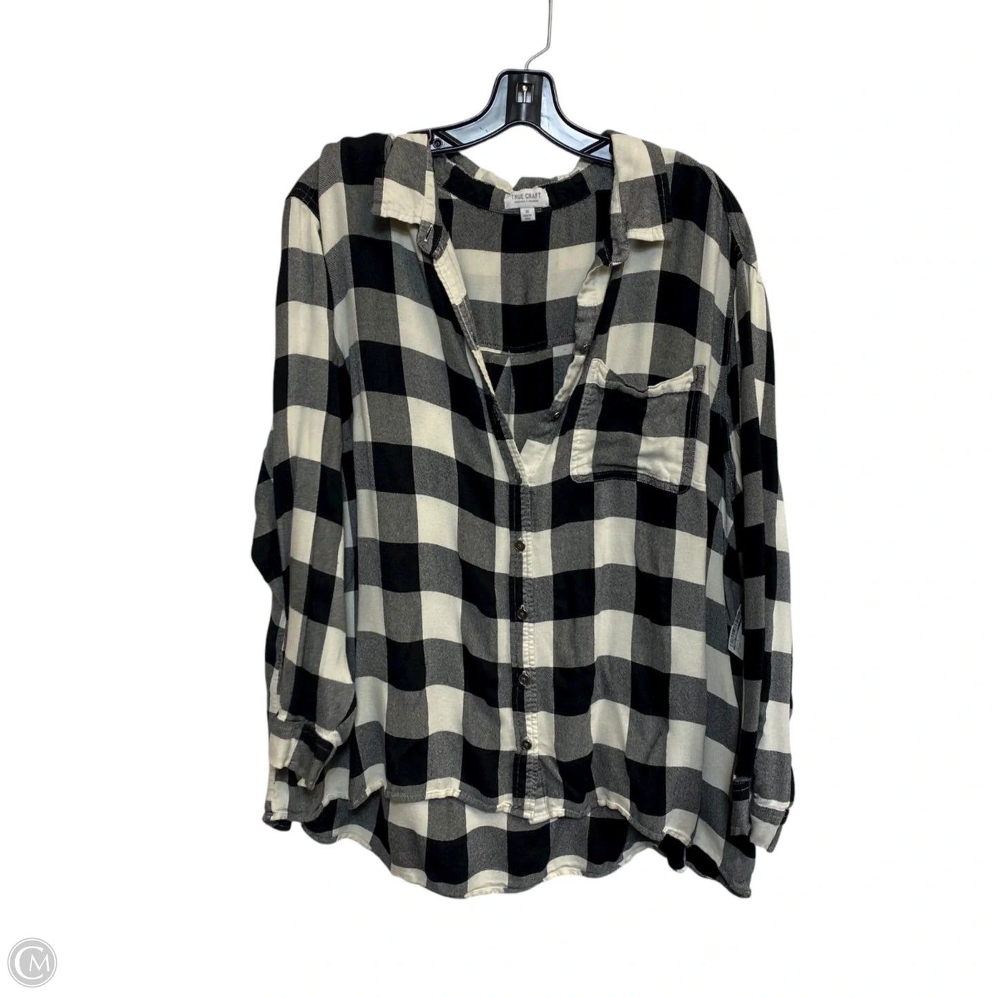 Top Long Sleeve By True Craft In Black & White, Size: 3x