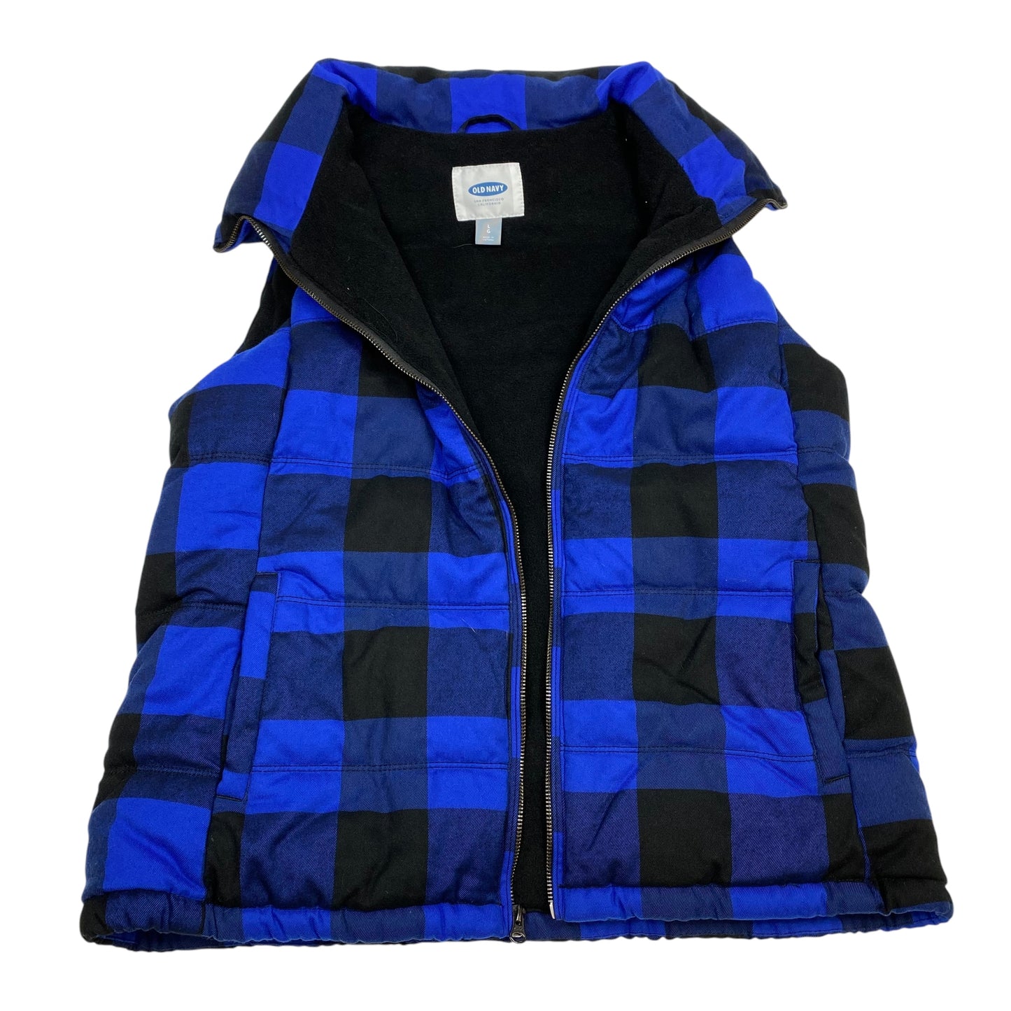 Vest Puffer & Quilted By Old Navy In Black & Blue, Size: L