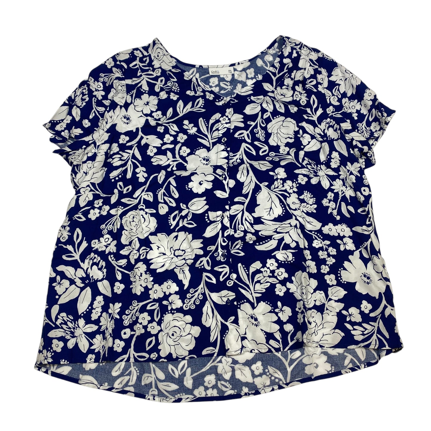 Top Short Sleeve By Croft And Barrow In Blue & White, Size: Xxl