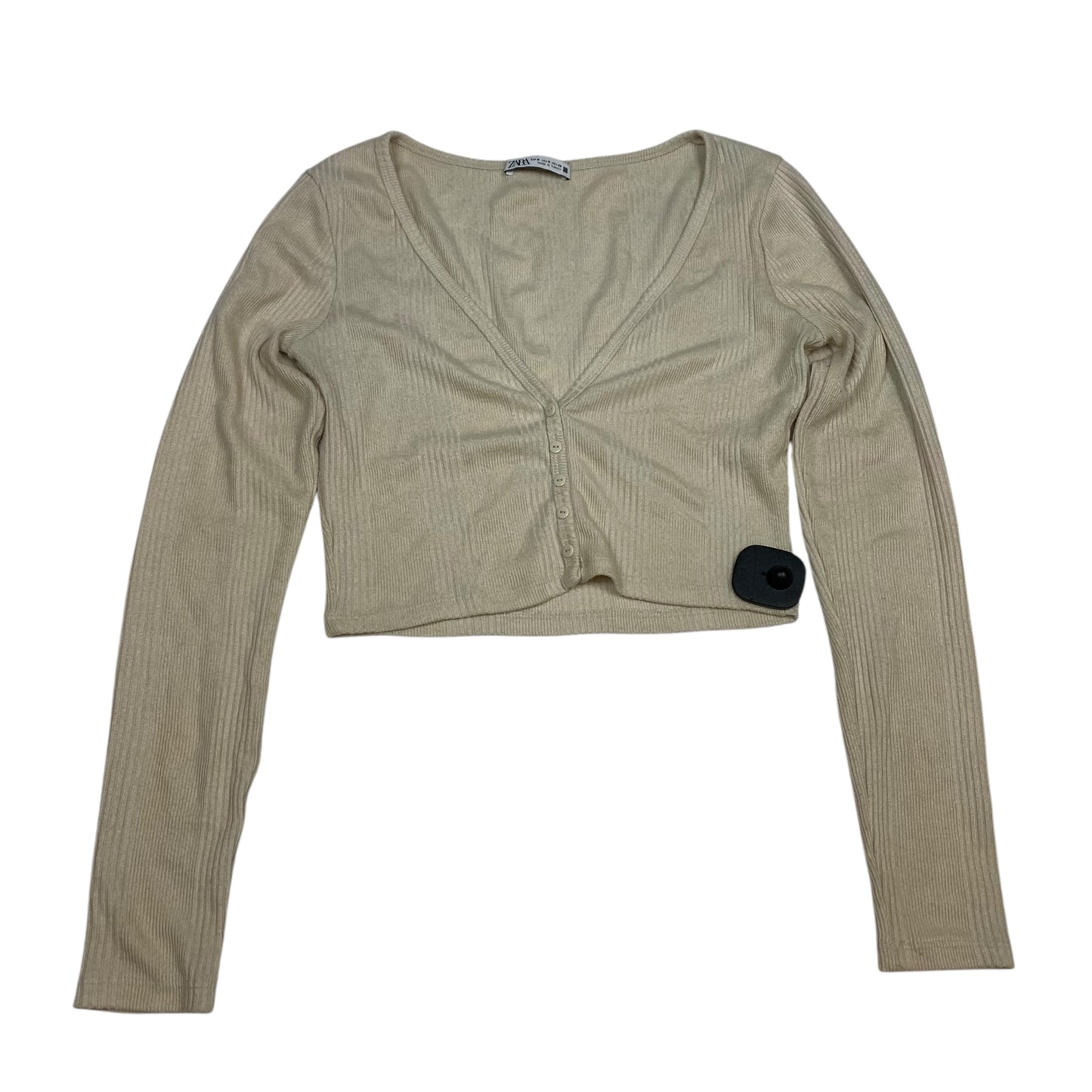 Top Long Sleeve By Zara In Cream, Size: S