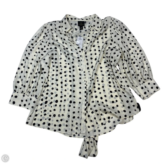 Top Long Sleeve By Worthington In Black & Cream, Size: Mp