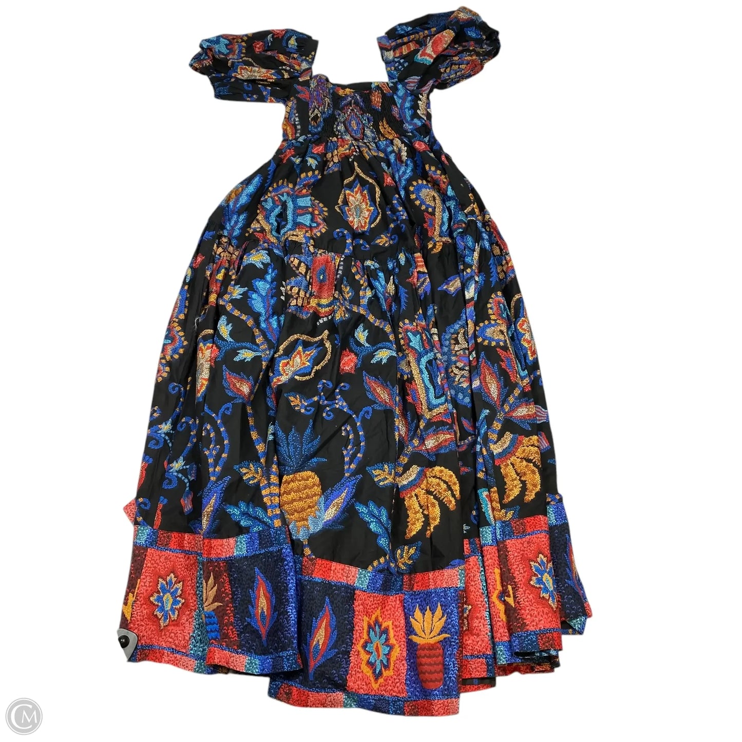 Dress Designer By Farm Rio In Black & Blue, Size: Xs